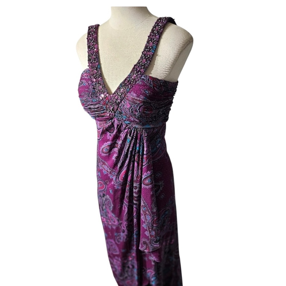 Cachet Purple Paisley Maxi Dress NWOT Size 4